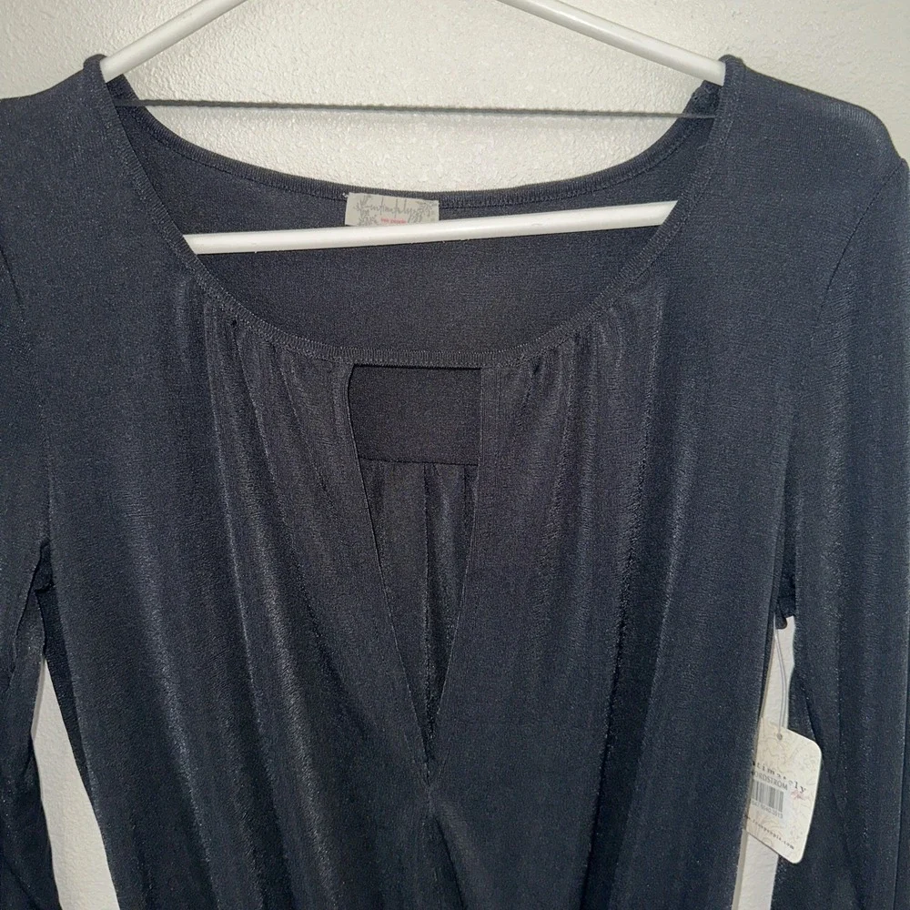 NWT Intimately Free People Women Kaya Keyhole Bodysuit Black Size XS Long Sleeve